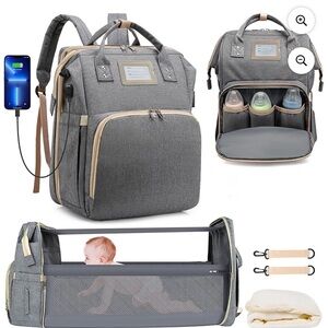 Gray Backpack with Gold Accents